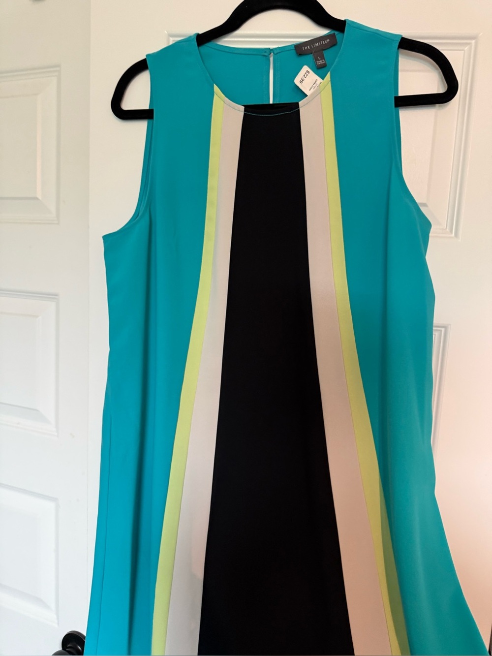 The Limited Teal, Black & Lime Panel Shift Dress